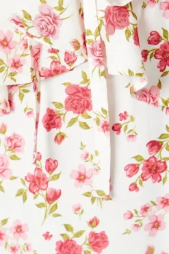Ivory Floral Ruched Front Mini Dress
