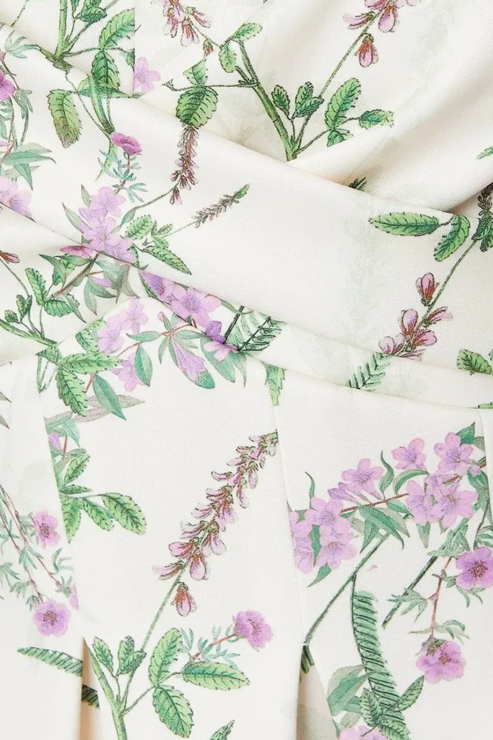 Ivory Floral Twist Front Scuba Midi Dress