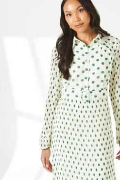Ivory Micro Pleat Belted Shirt Dress