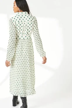 Ivory Micro Pleat Belted Shirt Dress