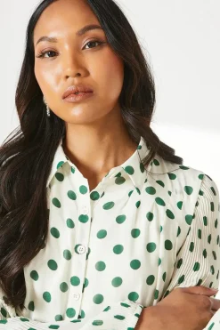 Ivory Micro Pleat Belted Shirt Dress