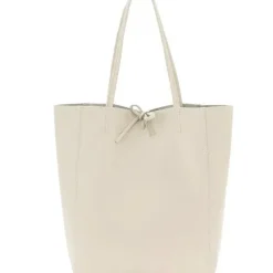 Ivory Pebbled Leather Tote Shopper | BYAXY