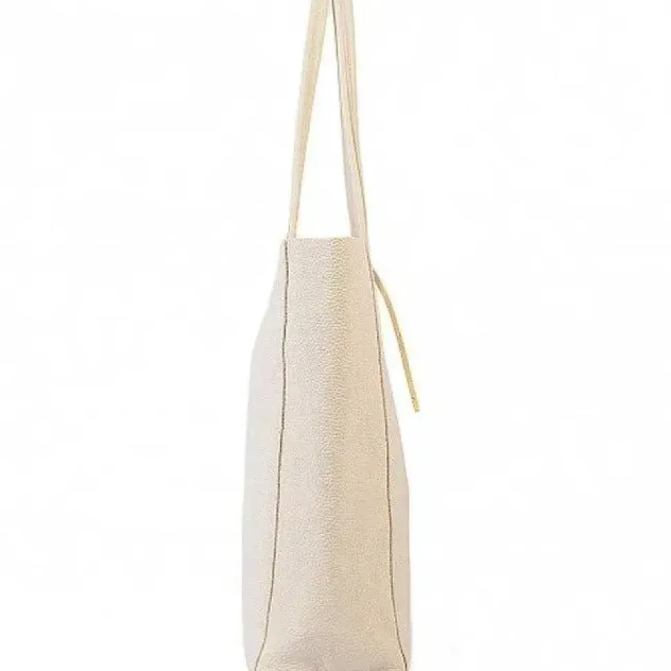 Ivory Pebbled Leather Tote Shopper | BYAXY