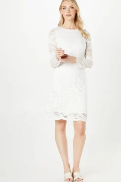 Ivory 3/4 Sleeve Lace Dress