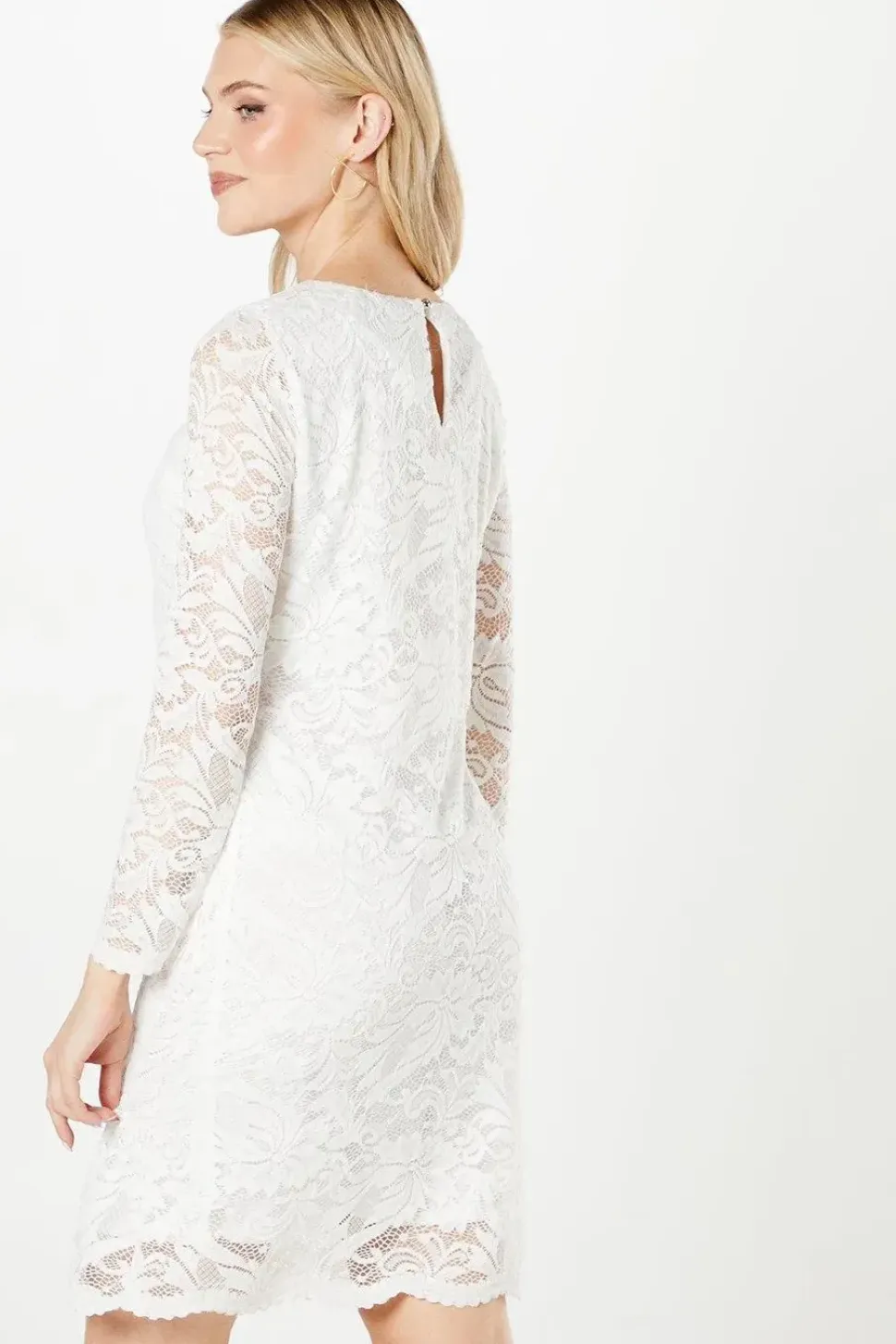 Ivory 3/4 Sleeve Lace Dress