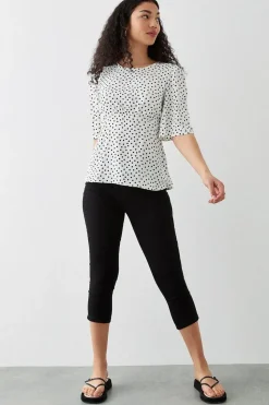 Ivory Spot Angel Sleeve Tea Blouse