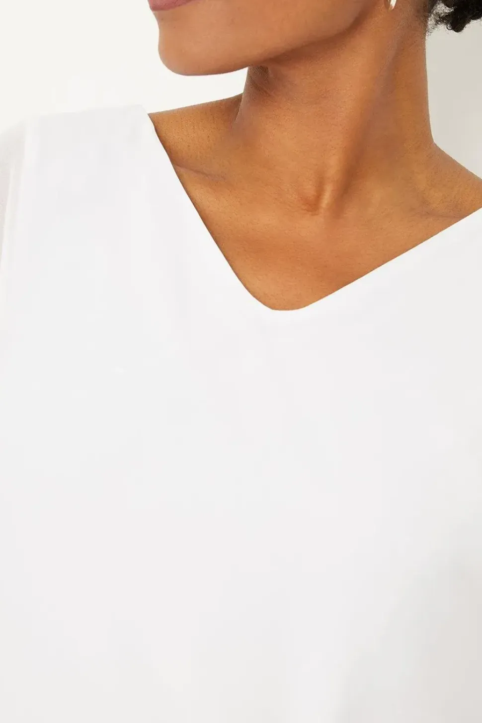 Ivory V Neck Overlayer Top