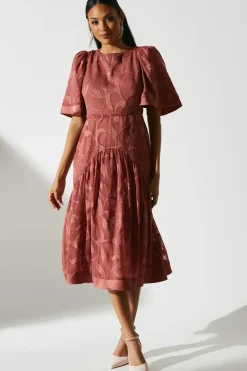 Jacquard Burnout Midi Dress
