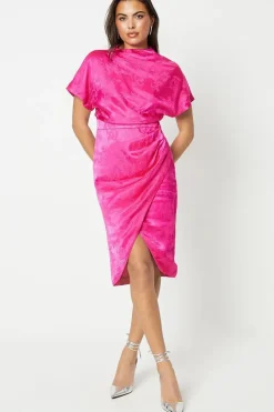 Jacquard Drape Top Midi Dress