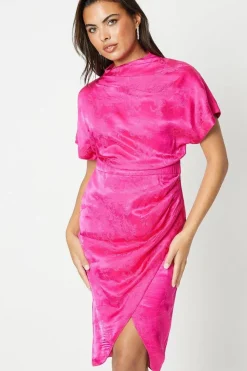 Jacquard Drape Top Midi Dress