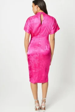 Jacquard Drape Top Midi Dress