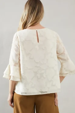 Jacquard Frill Sleeve Top