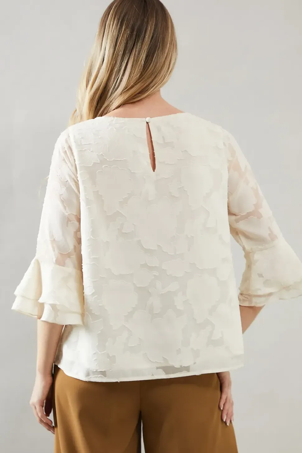 Jacquard Frill Sleeve Top