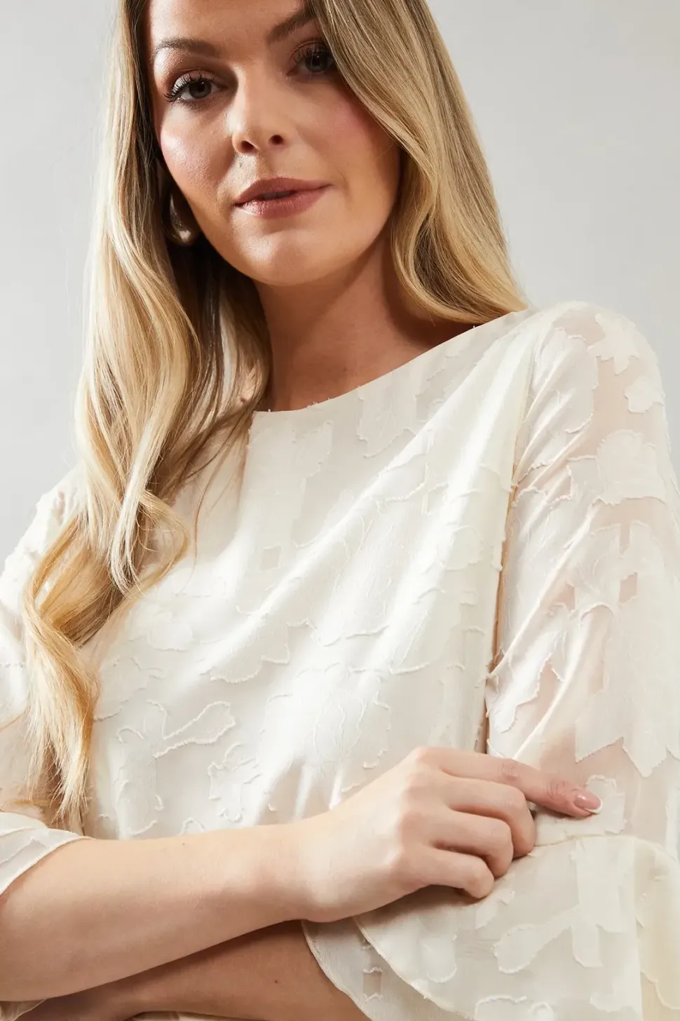 Jacquard Frill Sleeve Top
