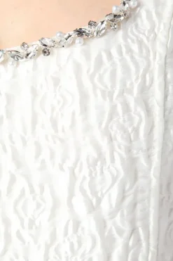 Jacquard Full Skirted Mini Dress With Jewel Trim