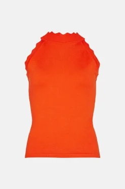 Jacquard Halter Neck Knitted Top