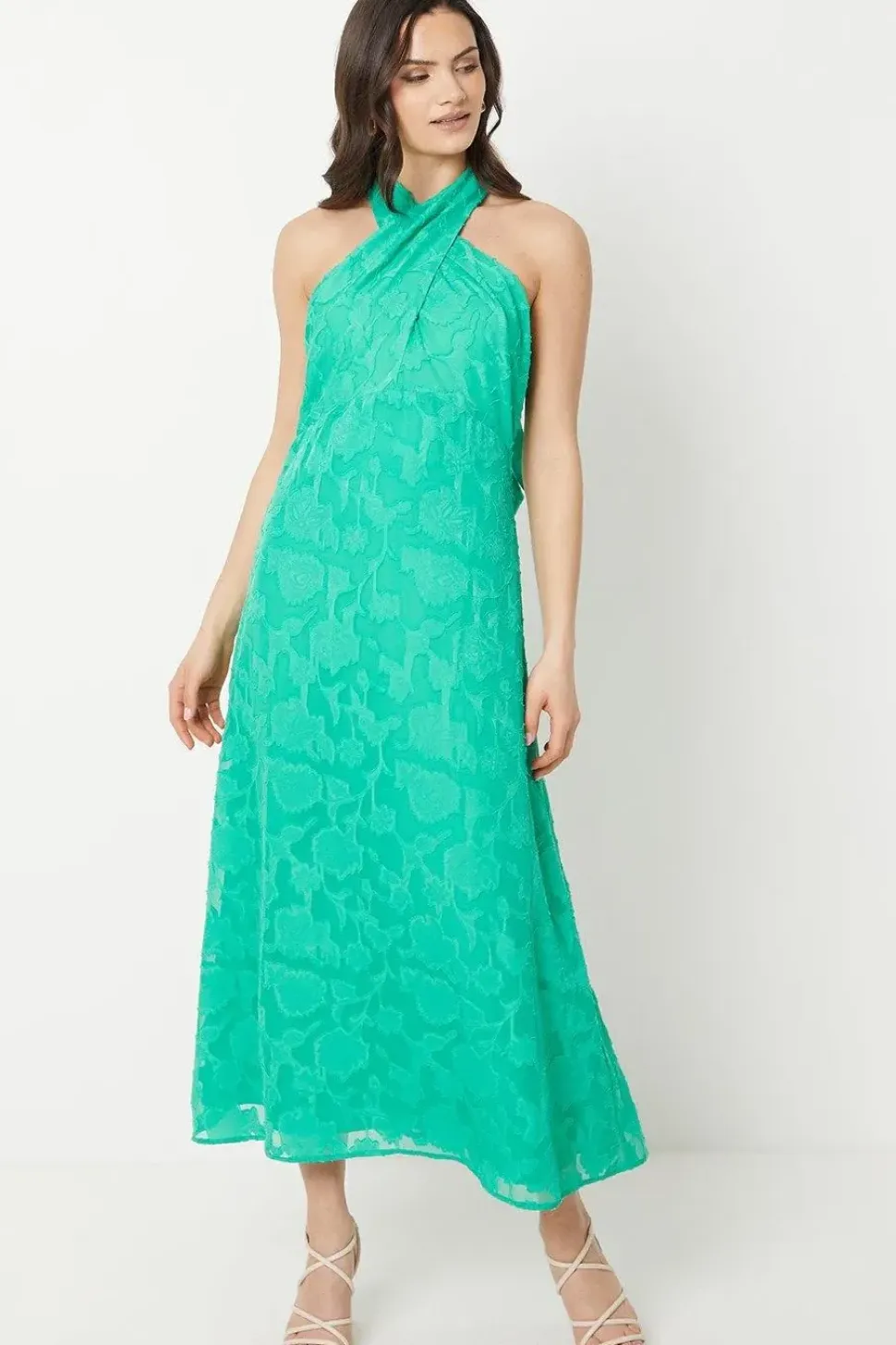 Jacquard Halterneck Maxi Dress