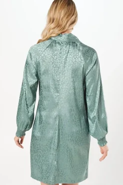 Jacquard Satin Pussybow Shift Dress