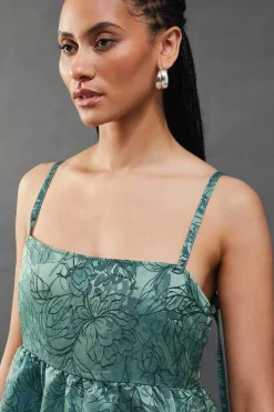 Jacquard Strappy Smock Midi Dress