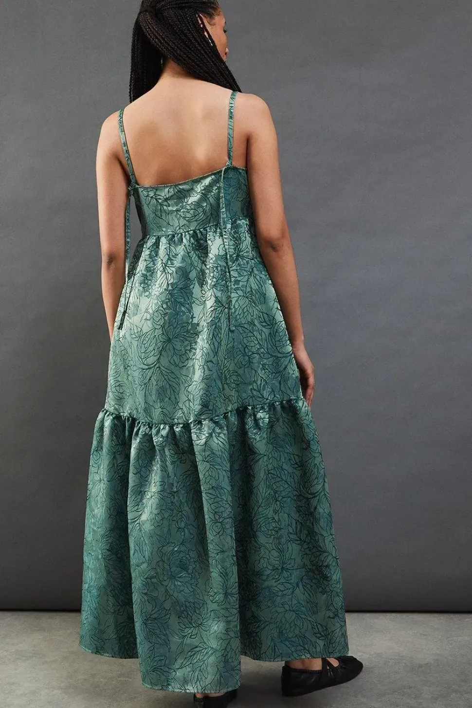Jacquard Strappy Smock Midi Dress