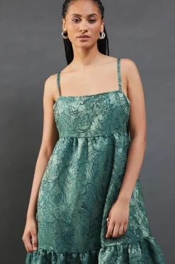 Jacquard Strappy Smock Midi Dress