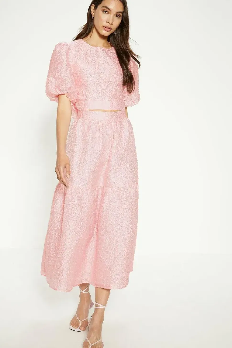 Jacquard Tiered Midi Skirt