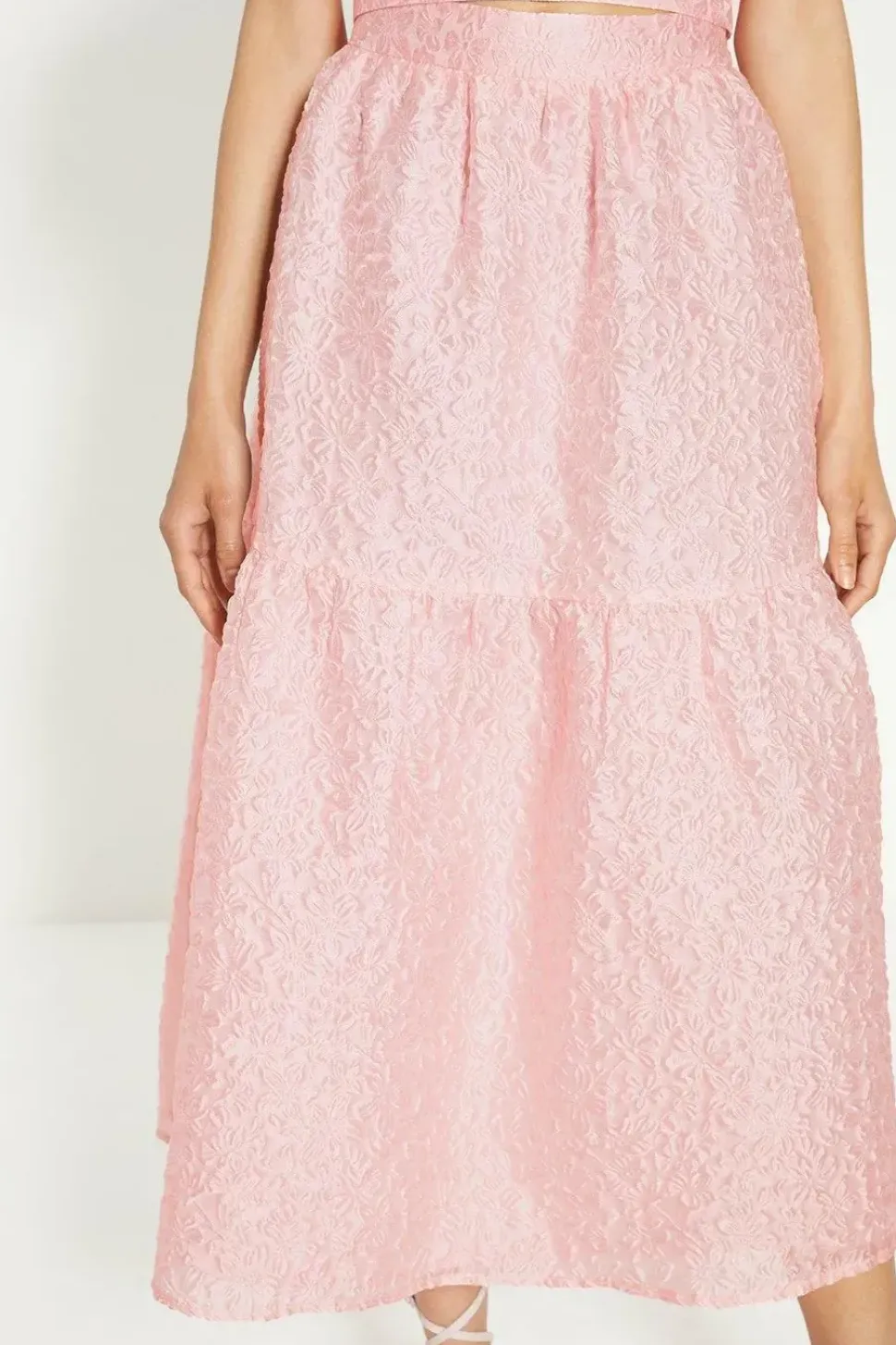 Jacquard Tiered Midi Skirt