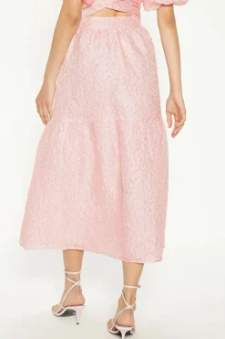 Jacquard Tiered Midi Skirt