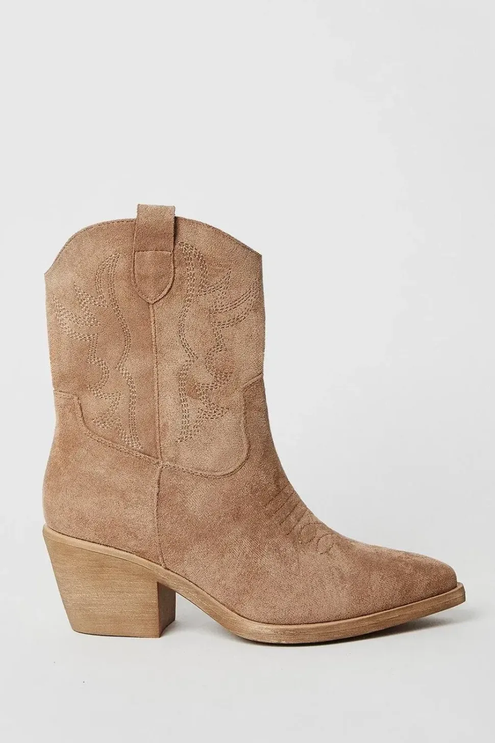 Jemma Stitch Detail Western Cowboy Ankle Boots