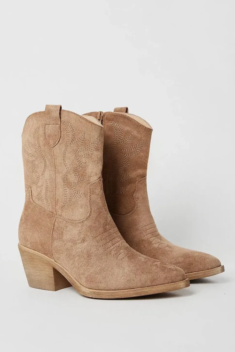 Jemma Stitch Detail Western Cowboy Ankle Boots
