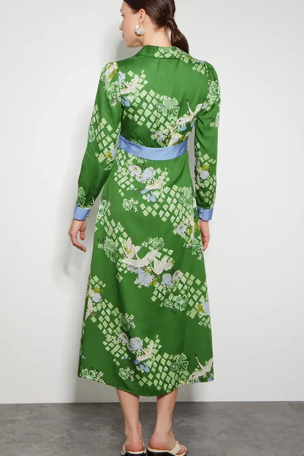 Jennifer Long Sleeve Floral Print Midi Dress