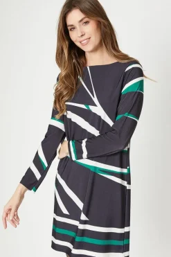 Jersey Border Print Shift Dress