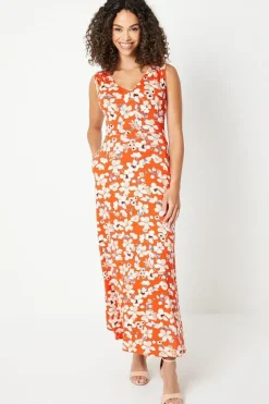 Jersey Contrast Belt Sleeveless Maxi Dress