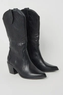Joanna Embroidered Detail Western Cowboy Boots