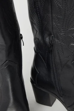 Joanna Embroidered Detail Western Cowboy Boots