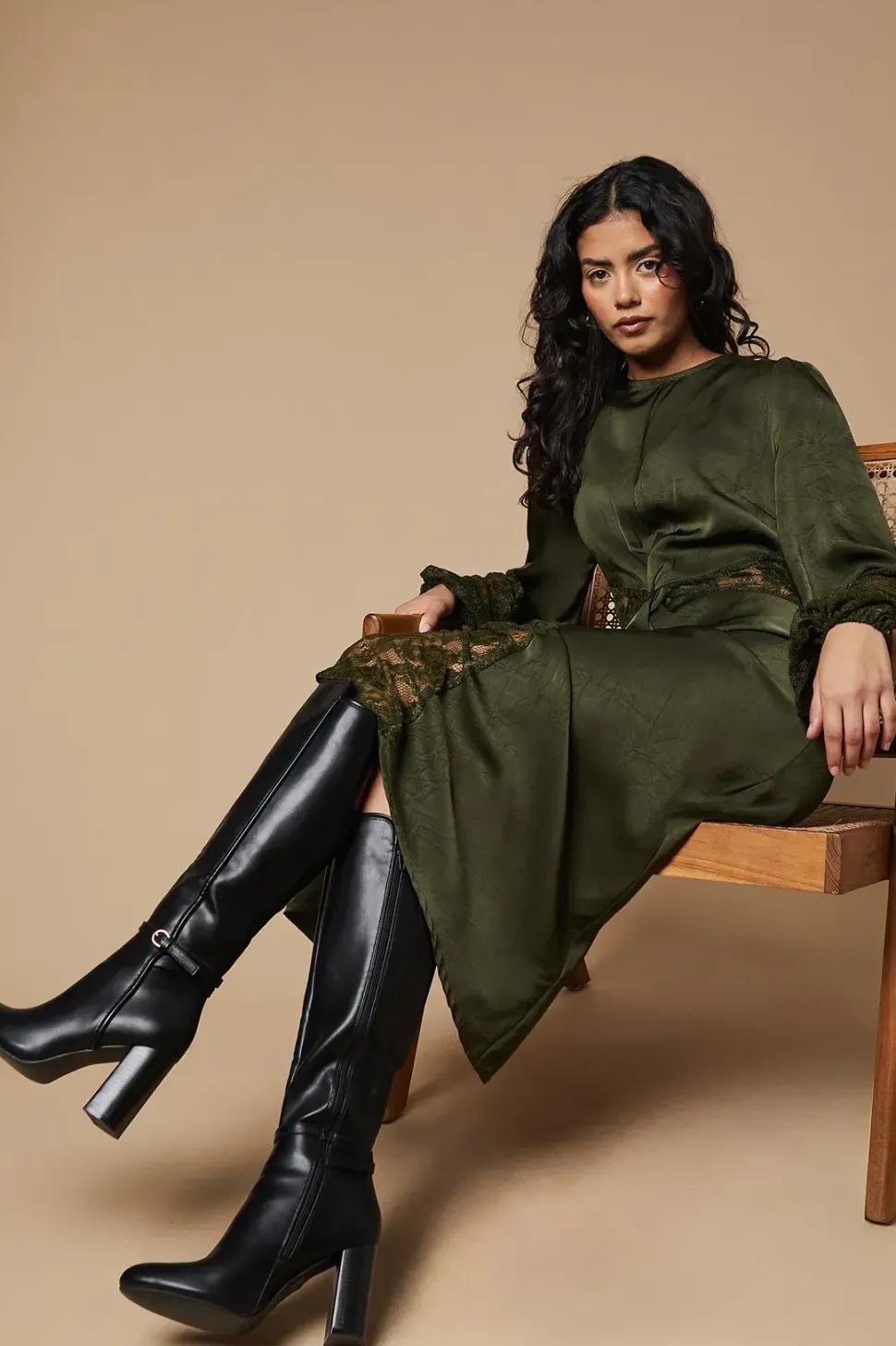Jordyn High Block Heel Buckle Detail Knee High Boots