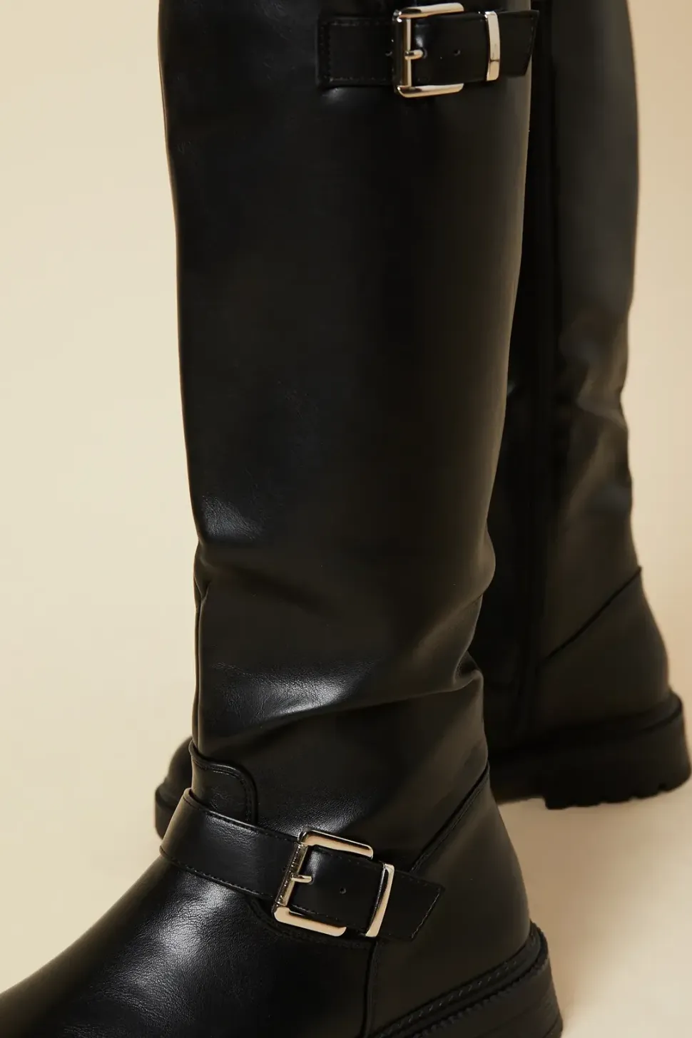 Jori Double Buckle Chunky Biker Knee Boot