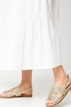 Juli Comfort Crochet Detail Slingback Flat Sandals