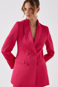 Julie Kuyath Premium Satin Double Breasted Blazer