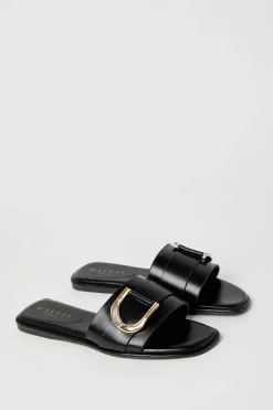 Juliette Comfort Gold Trim Detail Flat Mule Sandals