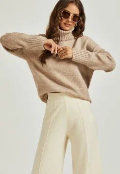 Jumper Top With High Neck In Camel