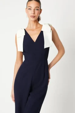 Jumpsuit With Contrast Bow Shoulders