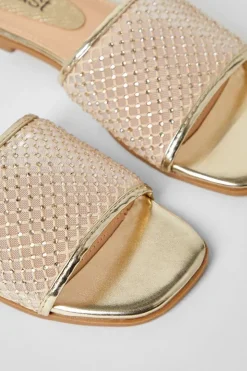 Kala Diamante Mesh Flat Mule Sandals