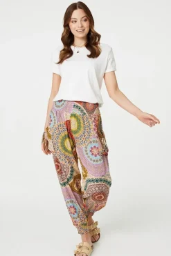 Kaleidoscope Print High Rise Harem Pants