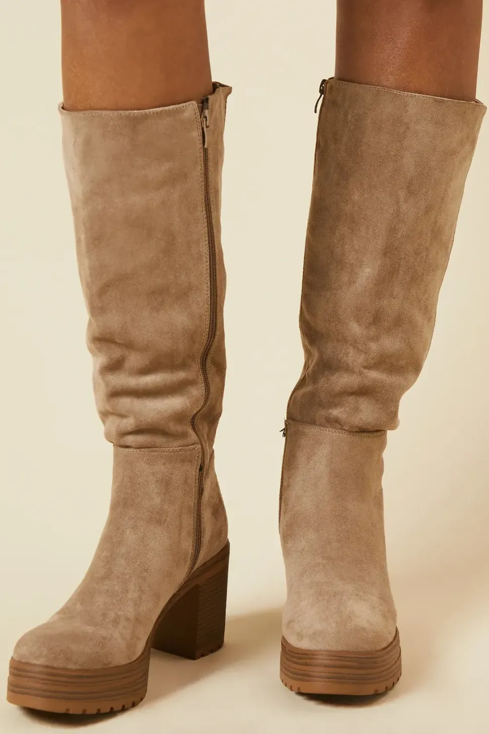 Kali Faux Suede Platform Knee Boot