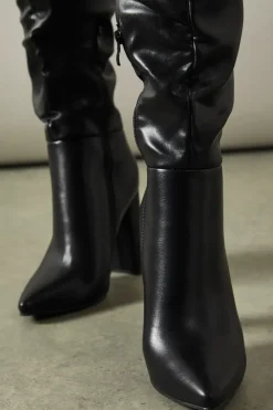Kandi Faux Leather High Block Heel Pointed Over The Knee Boot