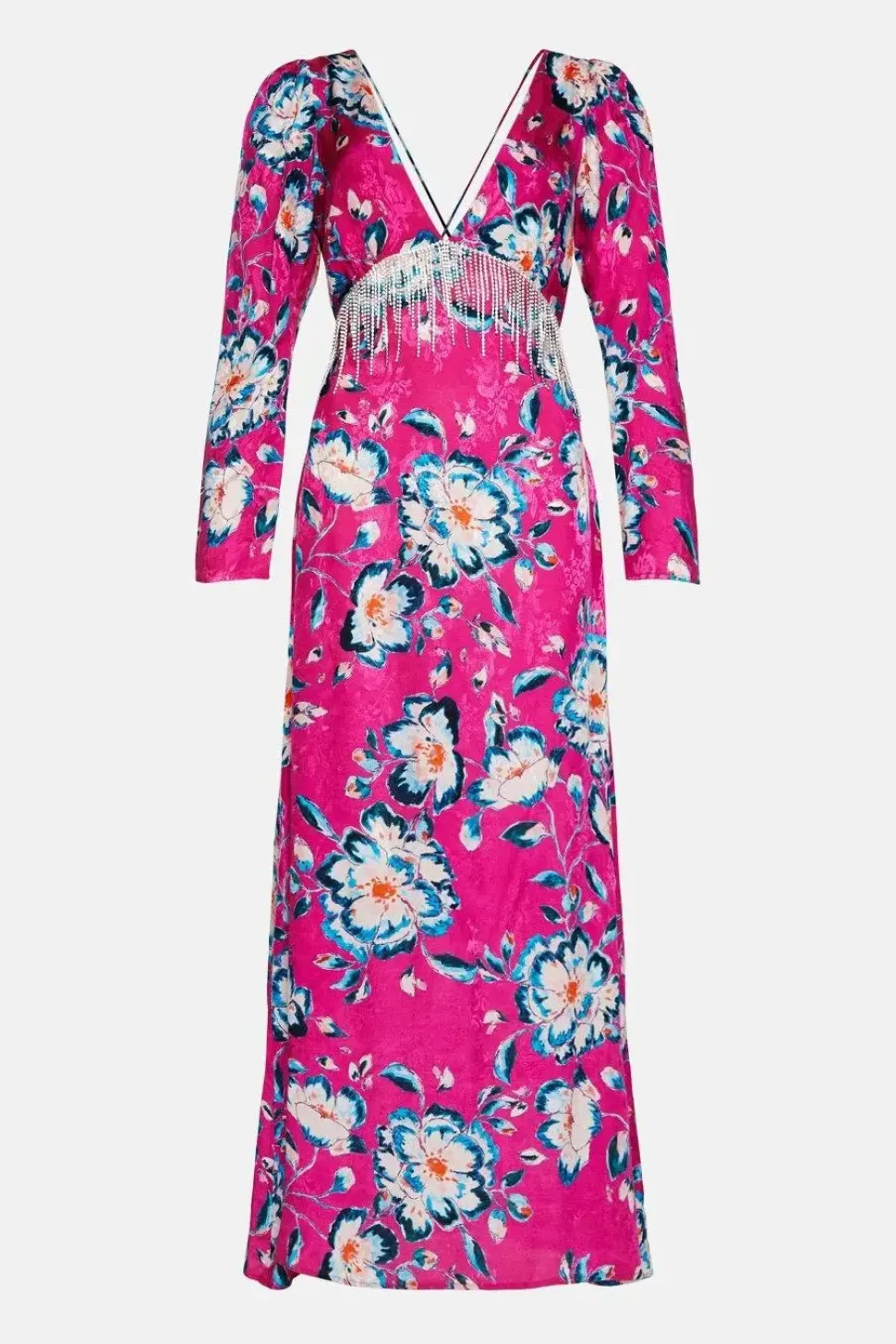 Kara Rose Satin Diamante Fringe Maxi Dress
