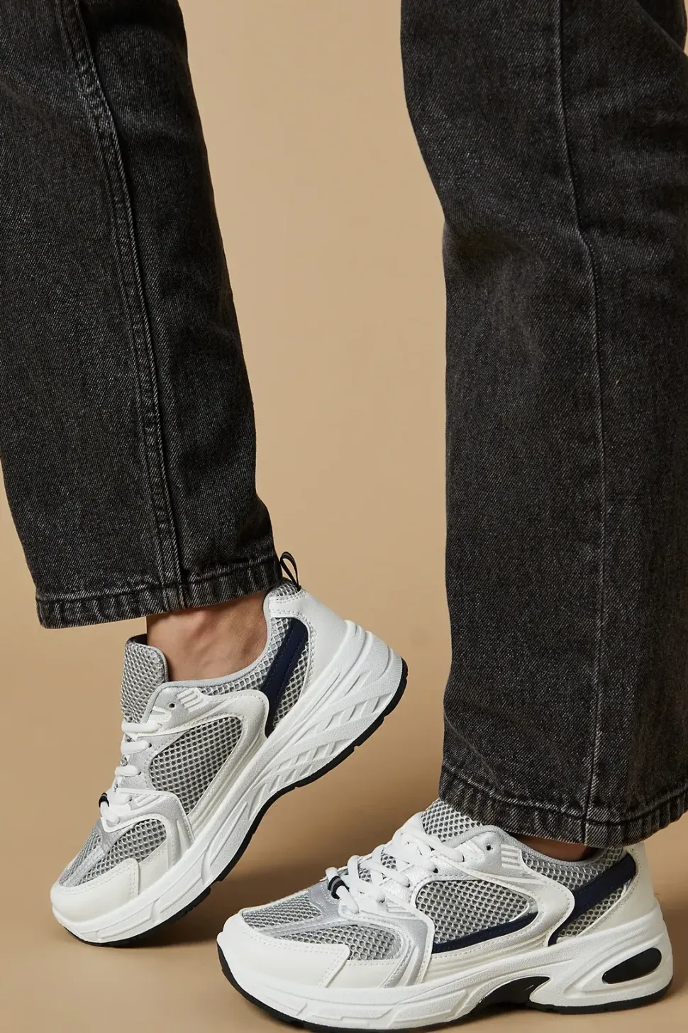 Karlie Contrast Mesh Detail Lace Up Trainers