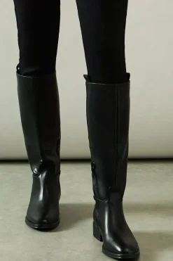 Keely Faux Leather Stirrup Detail Low Heel Riding Knee Boot