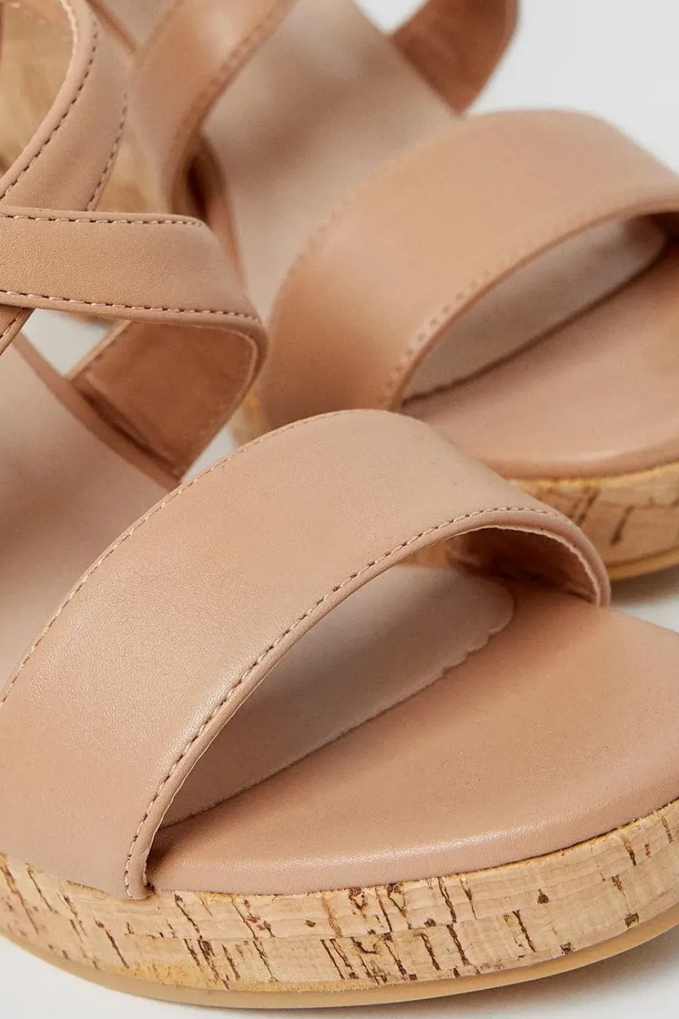 Kendrick Cross Strap Cork Covered Wedge Sandals